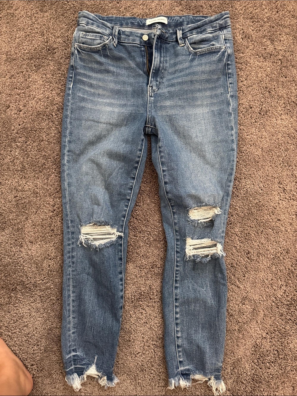 Flying Monkey Medium Wash Ripped Skinny Jeans
